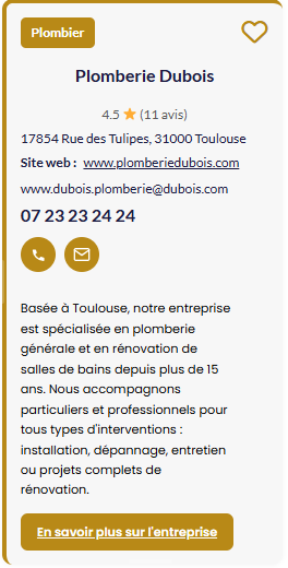 Fiche artisan "avec bouton en savoir plus" pour mobile