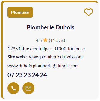 Fiche artisan pour mobile