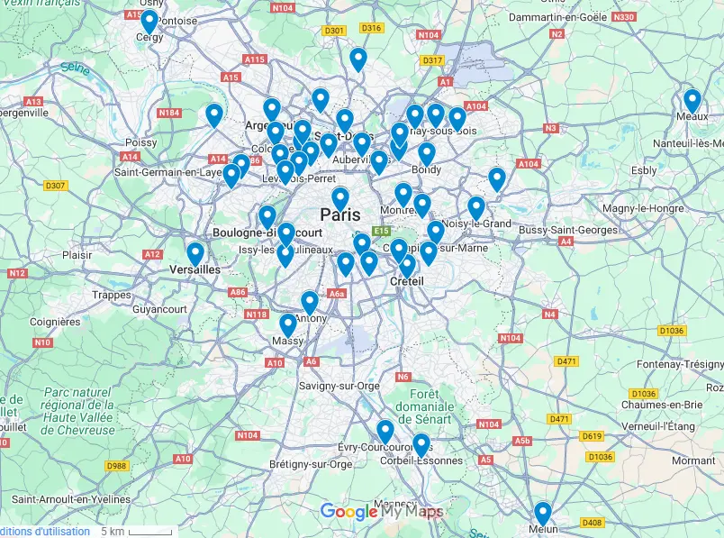 Villes couverte par La Liste Pro